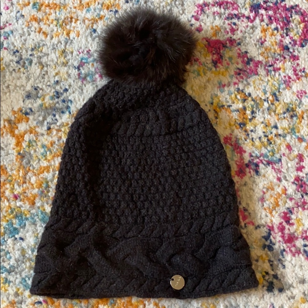 Yves Salomon Wool Cashmere Knitted Pom Pom Hat